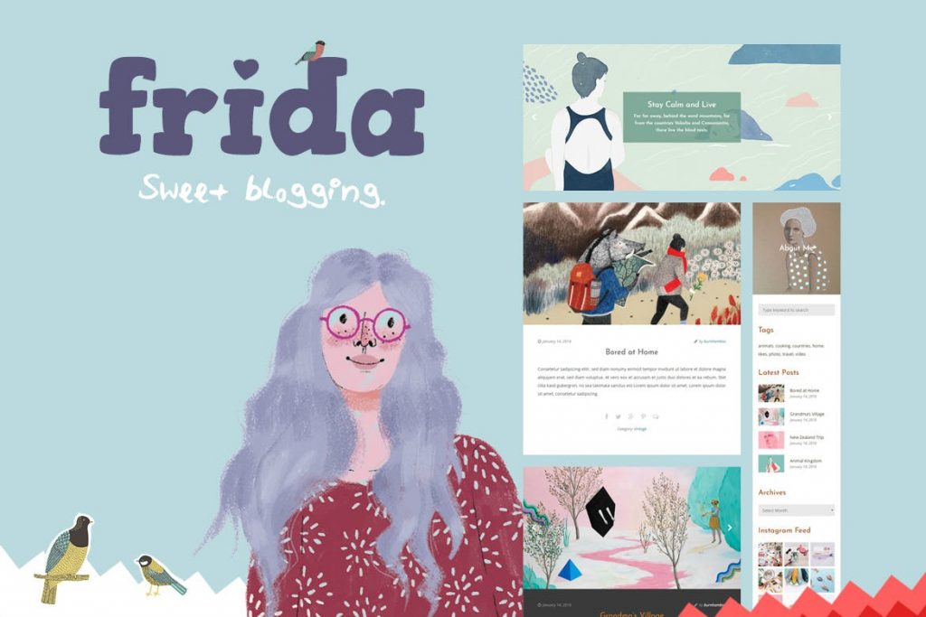 Chia sẻ theme blog cá nhân đẹp miễn phí Frida